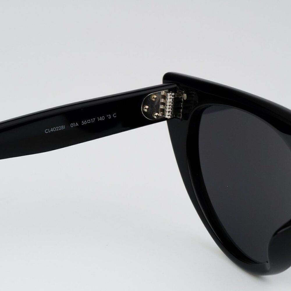NEW Celine CL40228I 01A Shiny Black Smoke Grey Geometric Women Sunglasses - Picture 12 of 13